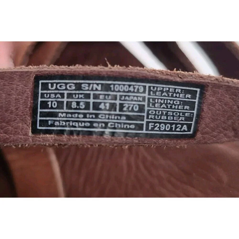 UGG BROWN ADDYSON LEATHER WEDGE PLATFORM SANDALS OPEN TOE WOMENS SIZE 10